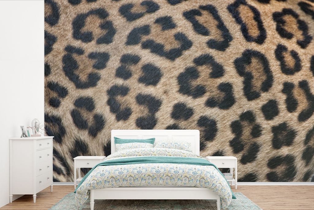 MuchoWow Fototapete für Wohnzimmer oder Schlafzimmer Wandtapete Vinyl Motivtapete Leopardenmuster - 390x260 cm - Papiertapete