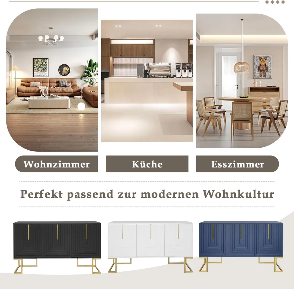 Buffet de salon 138 cm pour ranger la vaisselle et décorer la pièce - 8