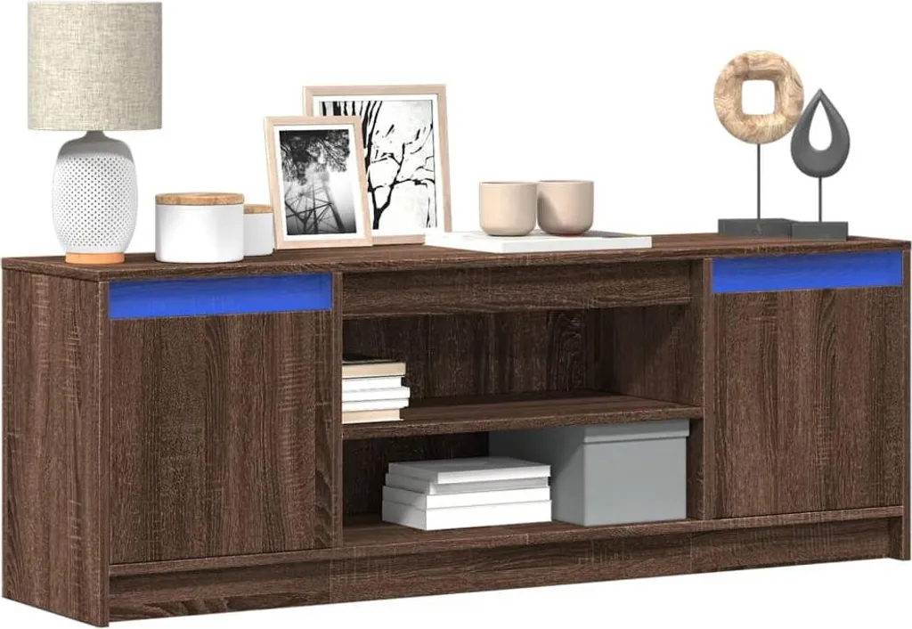 Mobile TV con illuminazione LED effetto rovere marrone 139,5x34x50 cm - 2