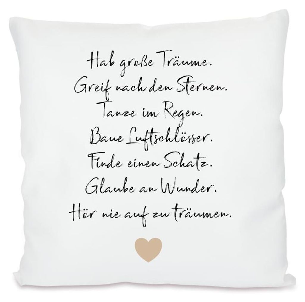 Kissen mit dem Aufdruck „Habt große Träume“ – Kissenbezug 40 x 40 cm – Ideal für: Jugendinitiation, Geburtstag, Taufe, Konfirmation, Kom...