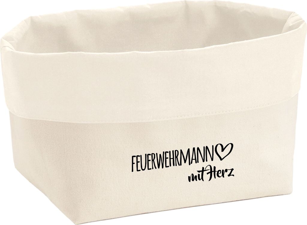 Huuraa Organizer Feuerwehrmann mit Herz 3 Liter Medium Canvas Baumwolle Utensilo Geschenkidee