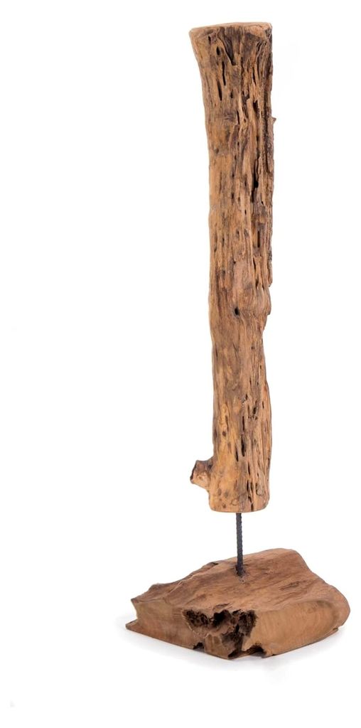 Treibholz Roots 100 | Teakholz, 105 cm, Unikat | Wurzelholz Figur auf massivem Sockel, Teakskulptur, Natur Holzskulptur