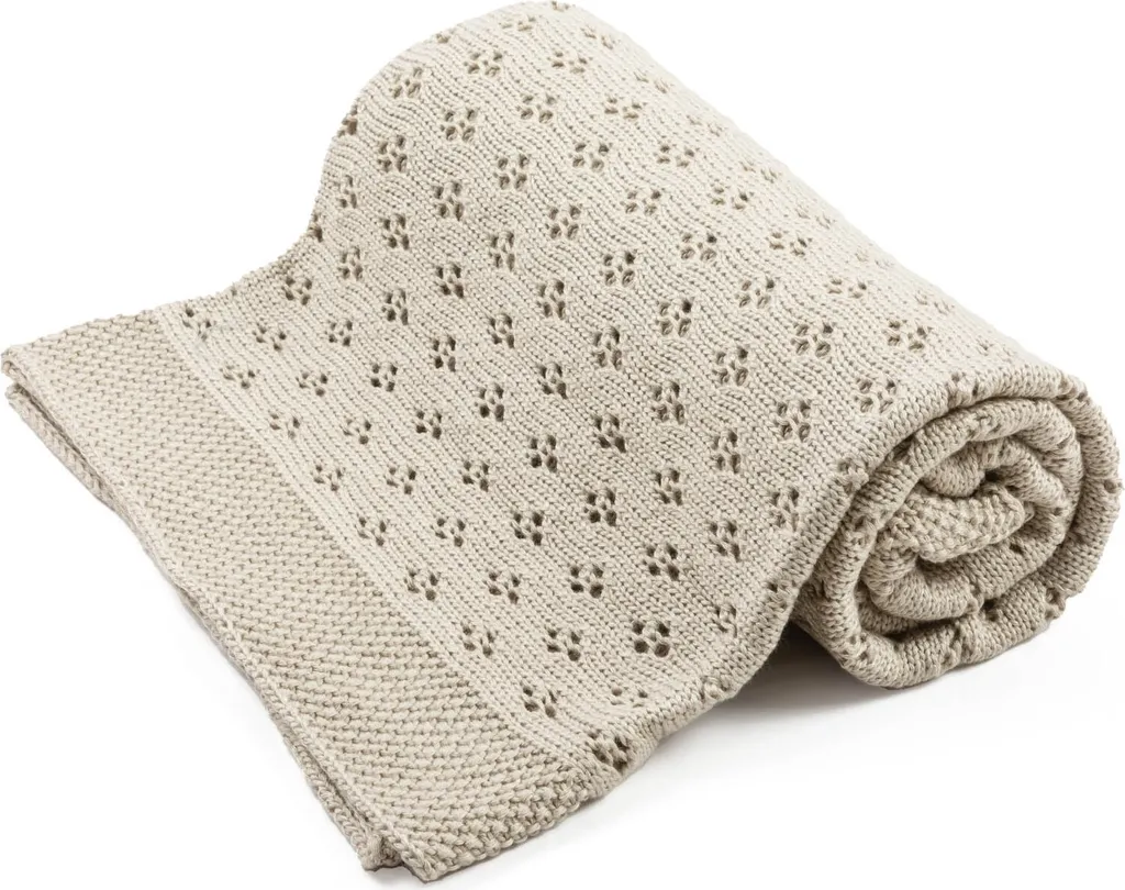 Coperta per neonati Bellochi - 100% bambù - morbida - 100x80 cm - traforata - nocciola