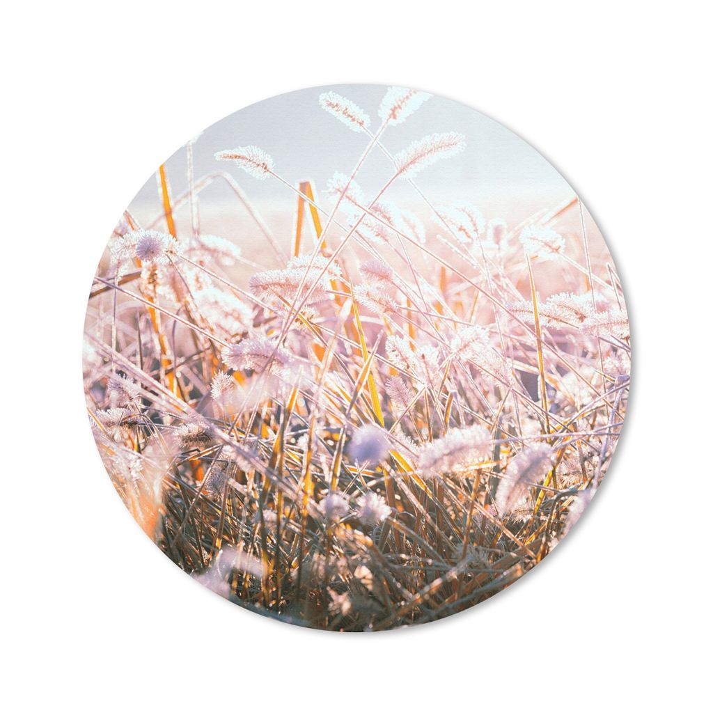 MuchoWow Mauspad Mousepad Gras - Sonne - Winter - Schnee 50x50 cm - Mousepads - Maus Mat - Pad - Mausunterlage - Vinyl