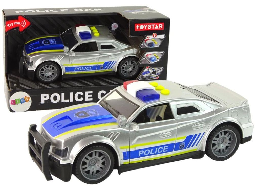 Leantoys Auto Polizei 1:14 Lichter Sound silber