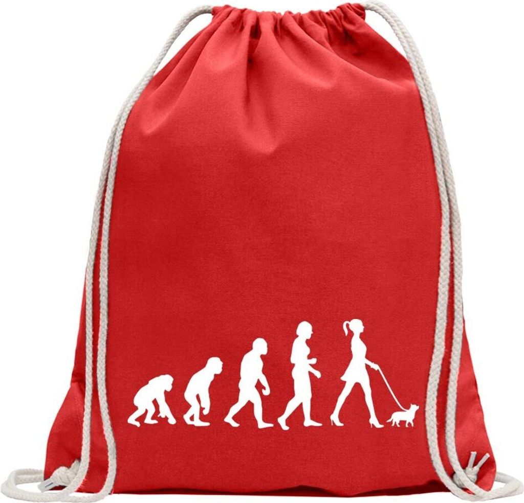 Kiwistar - Turnbeutel - rot - Evolution It-Girl Trend & Style - Fun Rucksack Sport Beutel Gymsack Baumwolle mit Ziehgurt
