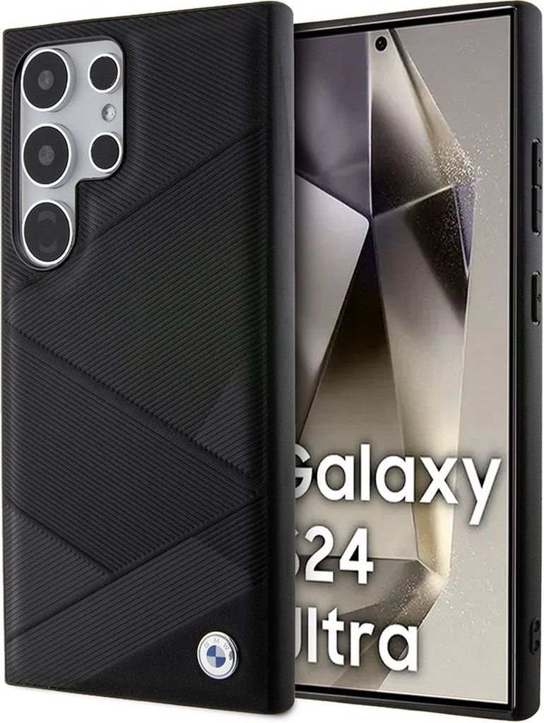 BMW BMHCS24L23RCGPK S24 Ultra S928 schwarz hardcase Signature Leather Crossing Lines Pattern Schutzhülle