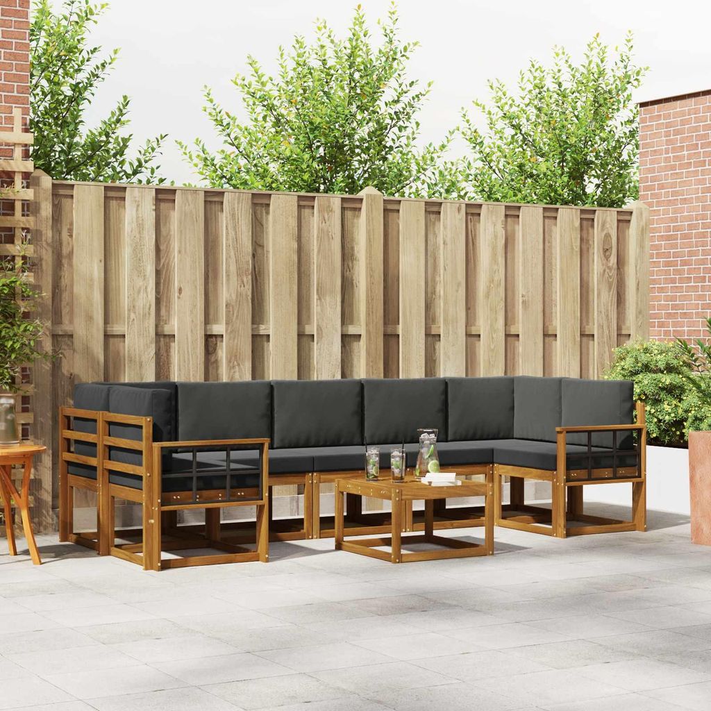Outdoor-Sofagarnitur - VIDAXL - Terrassen-Sofa - mit Kissen - 8 pcs - Natur und Anthrazit