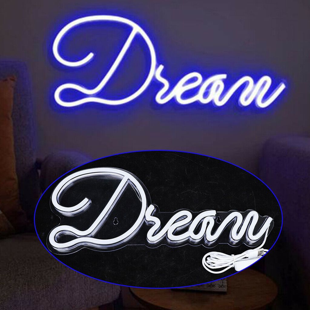 NEON LED Licht, dekorative Wand-Leuchte, Dream Schriftzug blau, ca