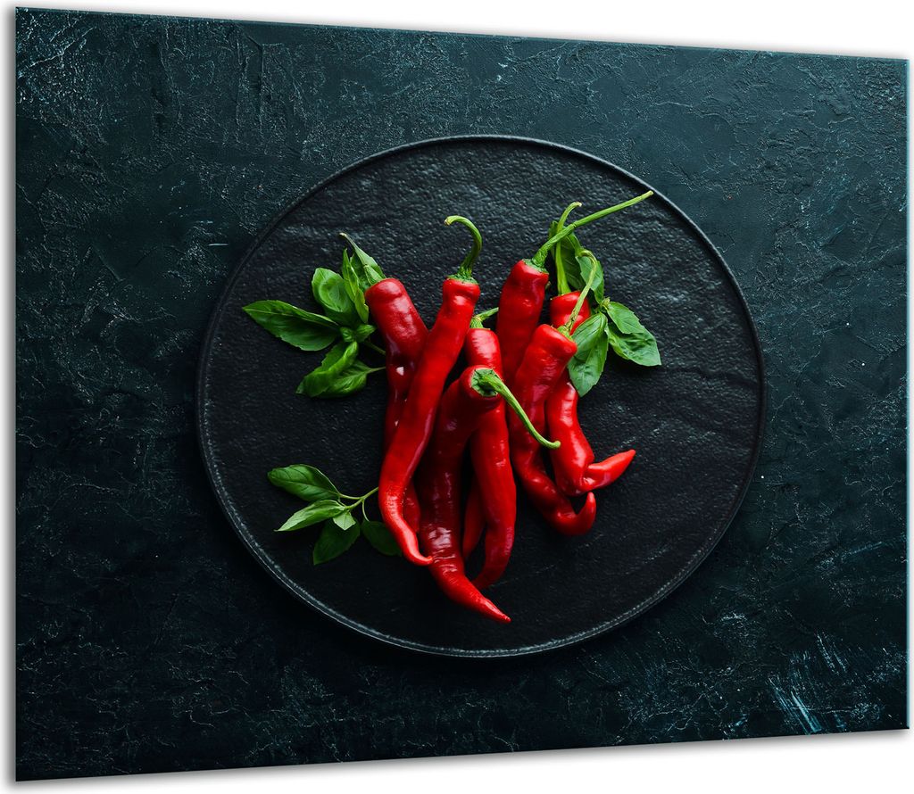 Herdabdeckplatten Glaskeramikkochfeld-Abdeckung Spritzschutz Glas 60x52cm Chilli