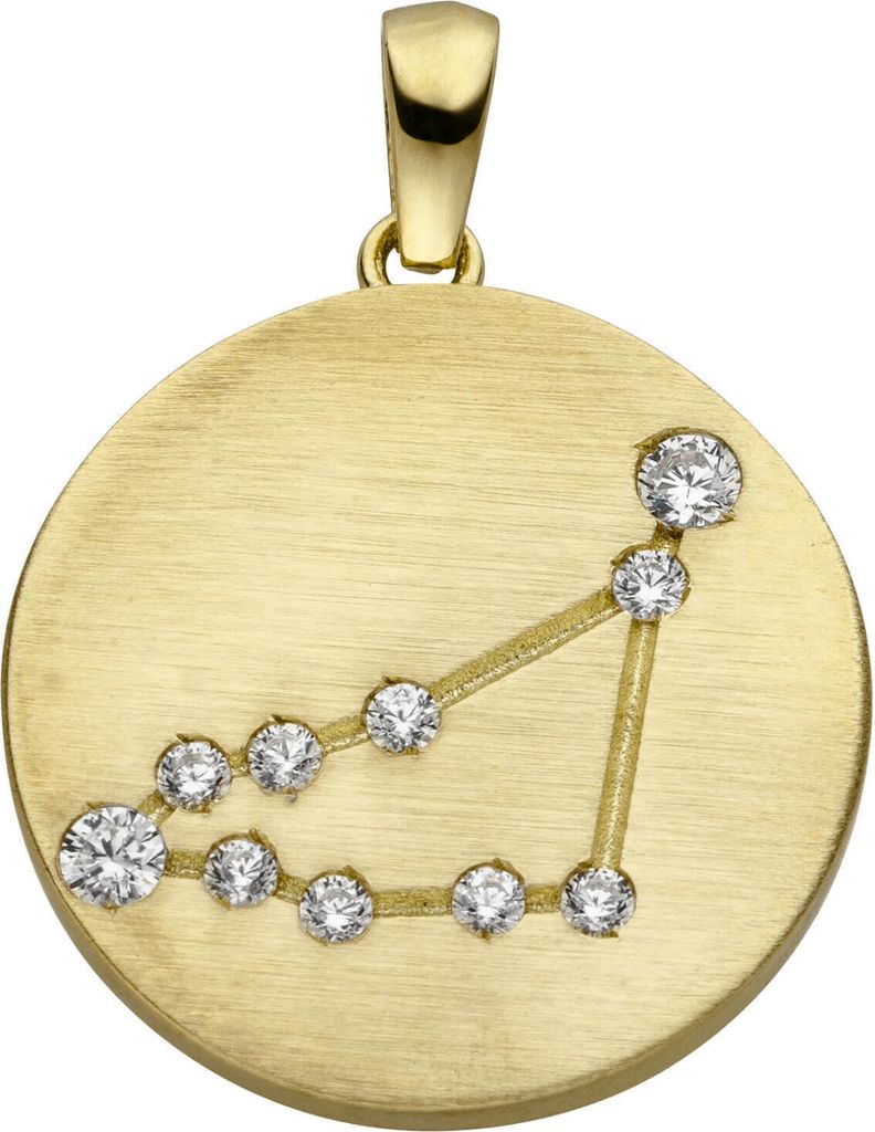 Anhänger Sternzeichen Steinbock 10 Zirkonia 333 Gold Gelbgold matt Halsschmuck