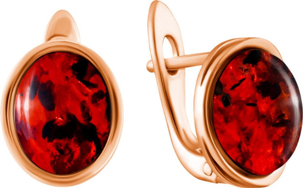 Golders Ohrringe aus 925 Sterlingsilber mit rotem Bernstein, Silberschmuck