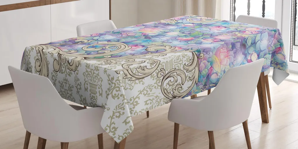 Tovaglia ABAKUHAUS 140x240 Ortensie Lilla Stile Barocco Elegante
