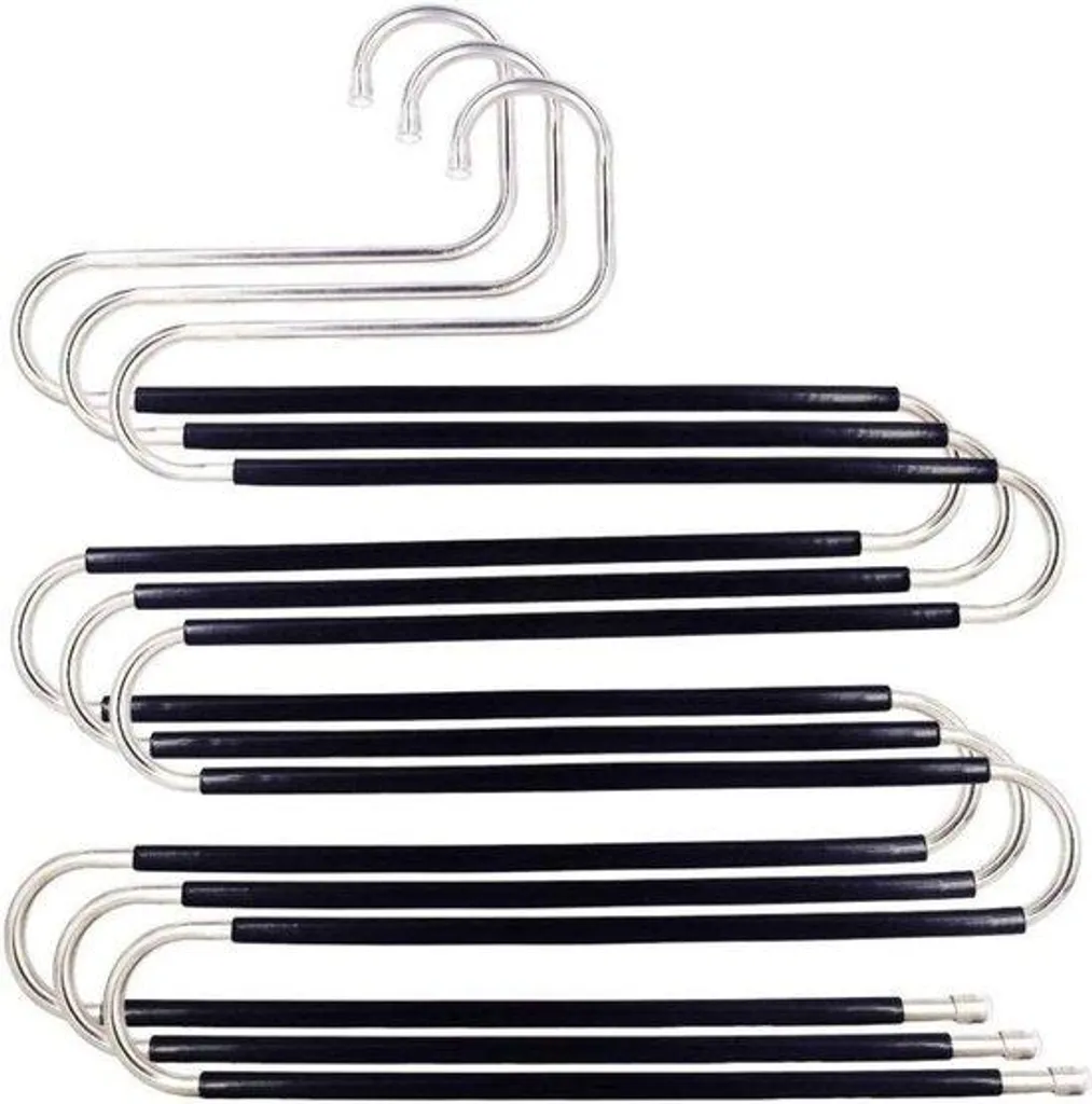 Lot de 3 cintres S-Type en acier noir pour pantalons et écharpes