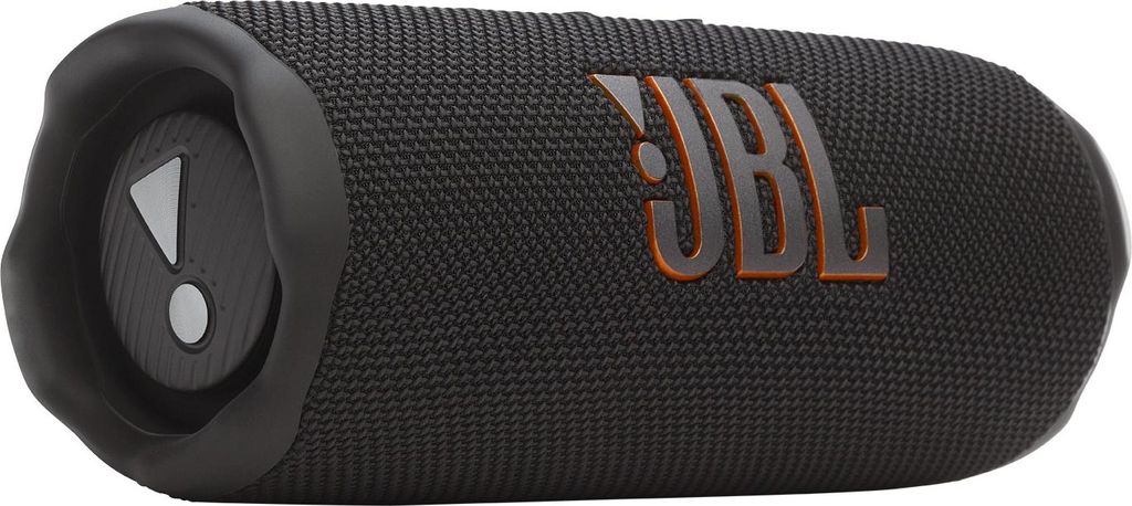 A black JBL Flip 7 speaker with orange JBL logo.