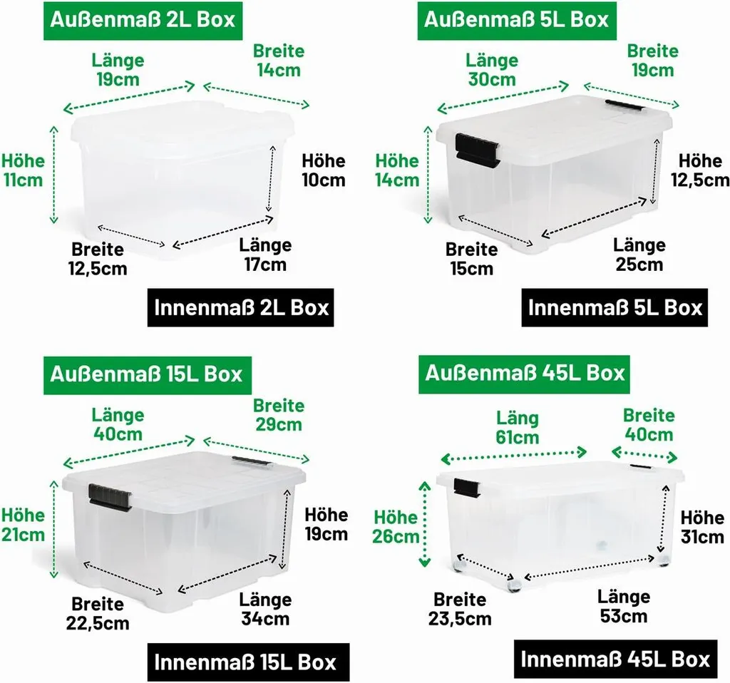 Set de Boîtes de Rangement Plastique Empilables avec Fermeture à Clips - 2