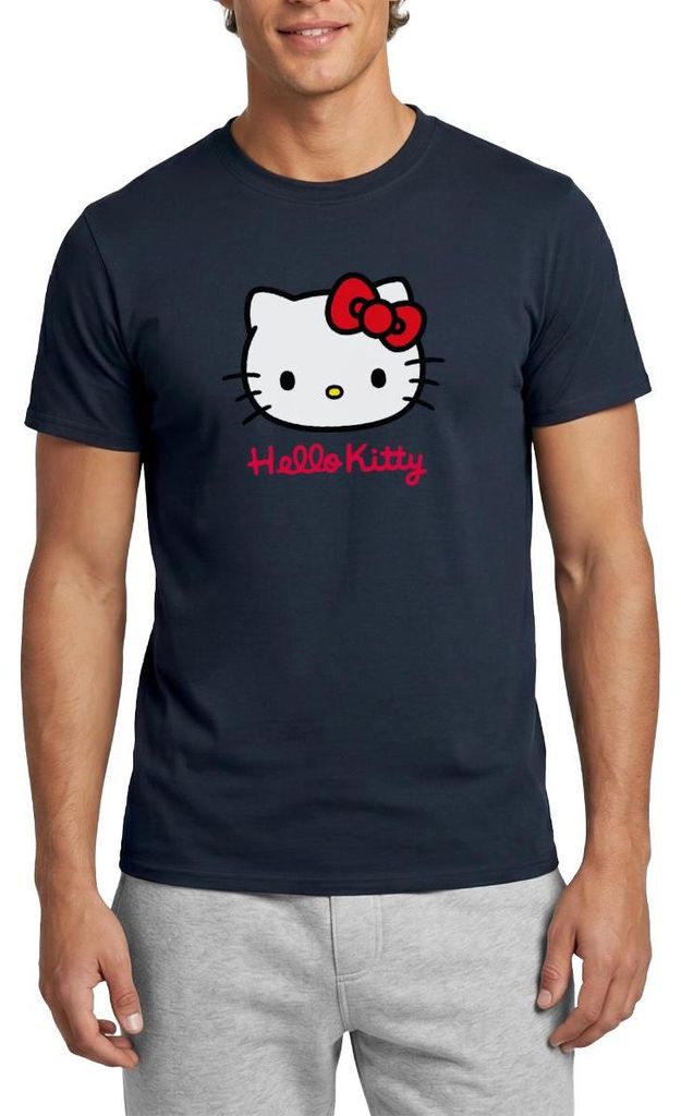 Spreadshirt Hello Kitty Klassisch Mit Schriftzug Männer T-Shirt, M, Navy
