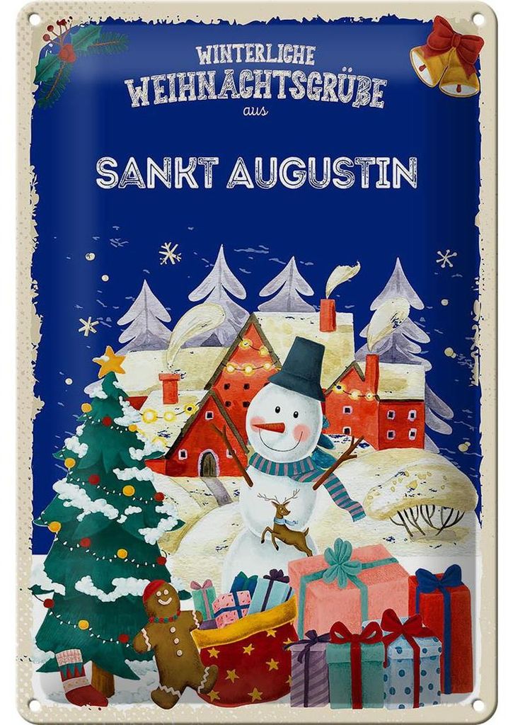 Blechschild Weihnachtsgrüße aus SANKT AUGUSTIN 20x30cm