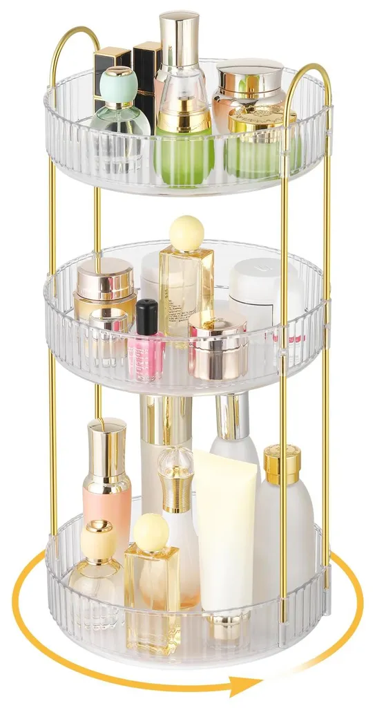 Tour de rangement cosmétique rotative grande capacité 3 étages modulables