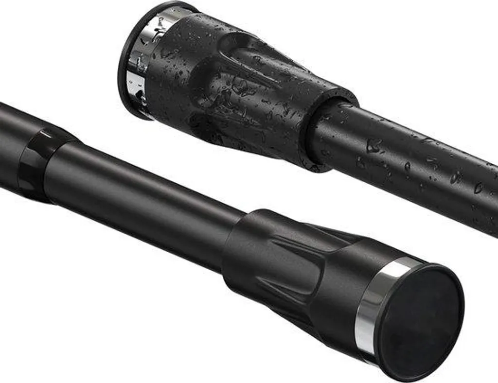 Barre de rideau de douche télescopique en métal noir mat 141-187cm