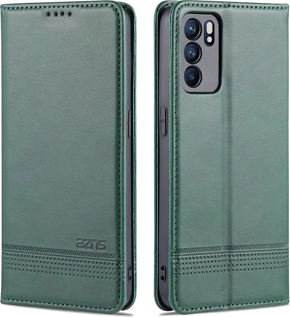 Custodia OPPO Reno6 5G Portafoglio in Pelle Verde con Supporto Flip