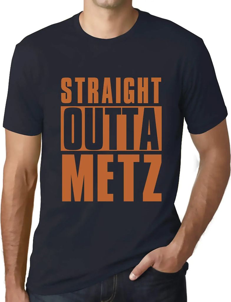 Herren Grafik T-Shirt Straight Outta Metz Öko-Verantwortlich Vintage Jahrgang Kurzarm Lustige Druck Geburtstag Geschenk Mann