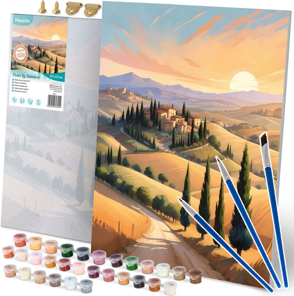 Massido 699013 Malvorlage nach Zahlen, 40 × 50 cm, Landschaft