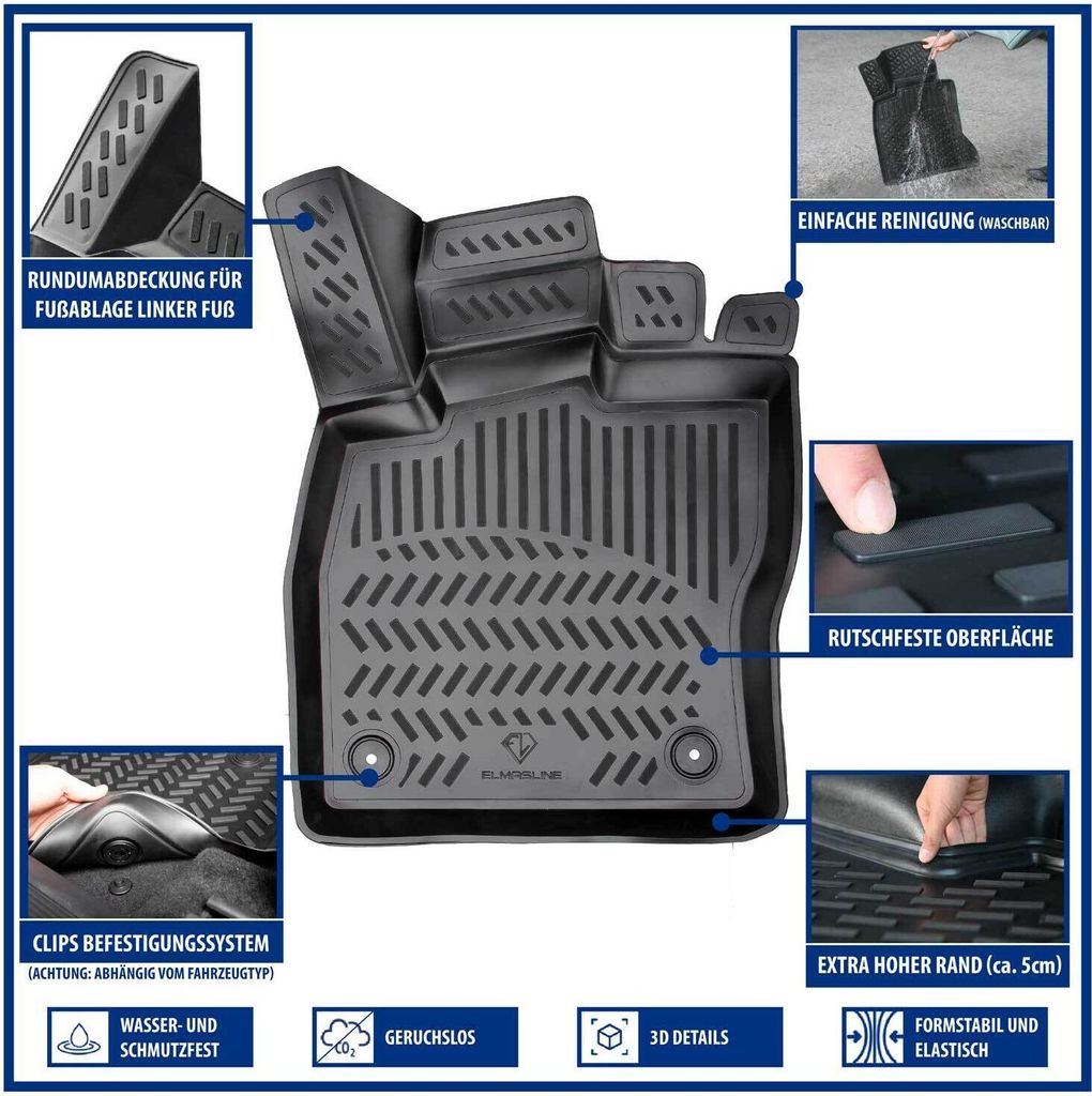 Elmasline Design 3D rubber mat set for KIA Sorento III 2014-2020