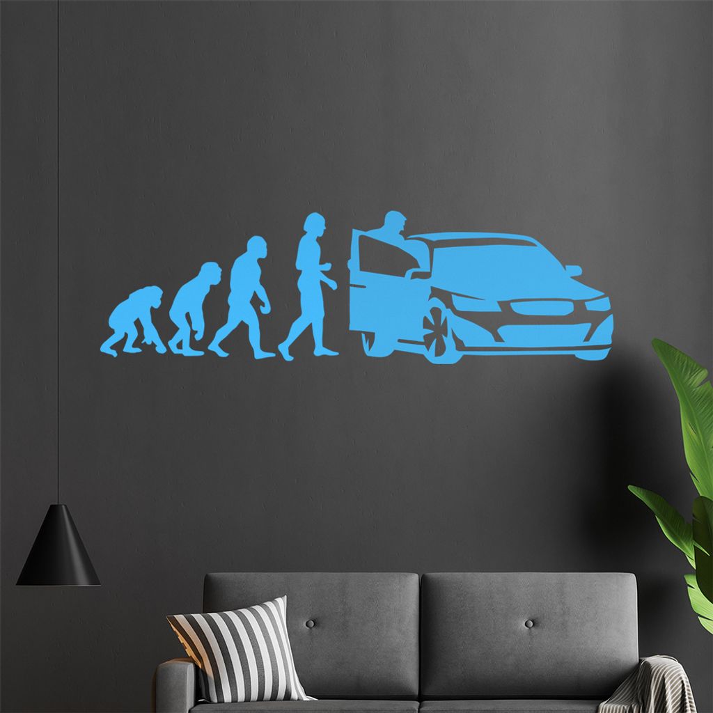 KIWISTAR Evolution - Menschheit Auto Biologie Wandtattoo in 6 Größen - Wandaufkleber Wall Sticker - Dekoration, Küche, Wohnzimmer, Schlafzimmer,...