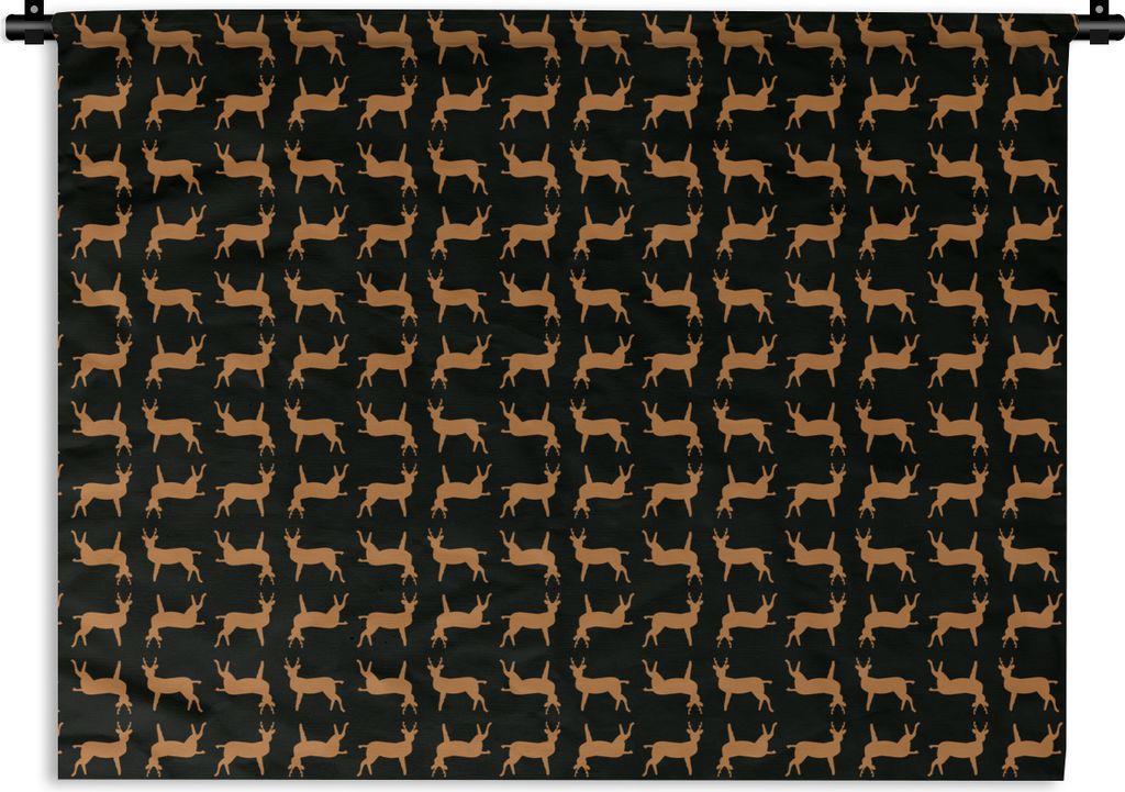 MuchoWow Wandteppich Wandbehang Muster - Rotwild - Schwarz - Braun 150x112.50 cm Tapisserie Dekoration Wandtuch - Wanddecke - Wandteppiche