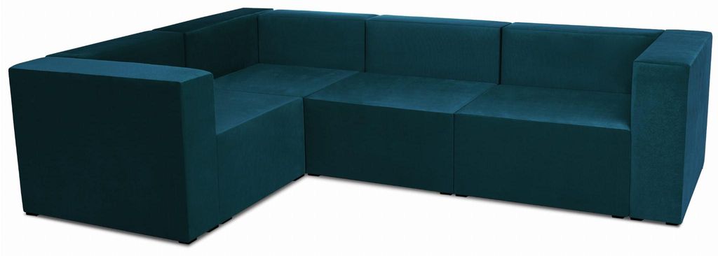 Modulares 3-Sitzer-Ecksofa LEON in Türkis - Segment für modulare Möbelgarnitur: 4 Sitze, 5 Rückenlehnen, 2 Armlehnen