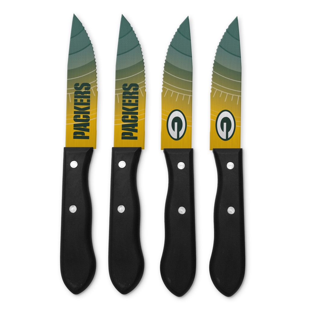 NFL Green Bay Packers Steakmesser 4-teilig Set Football Messer Set Barbecue