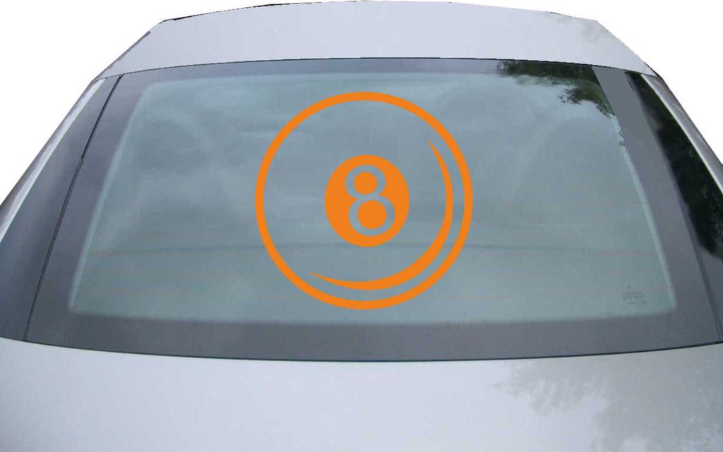 Indigos UG - Aufkleber Heckscheibe & Motorklappe DE2337 - orange - 600x600 mm - 8 Ball - Auto Scheiben Fenster Heckklappe Tuning Racing JDM - Die cut