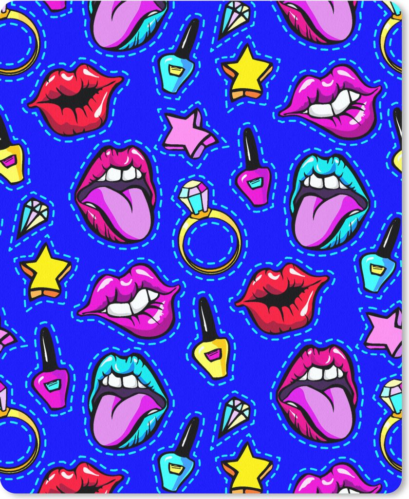 MuchoWow Mauspad Mousepad Muster - Popart - Neon - Blau 30x40 cm - Mousepads - Maus Mat - Pad - Mausunterlage - Mausmatten