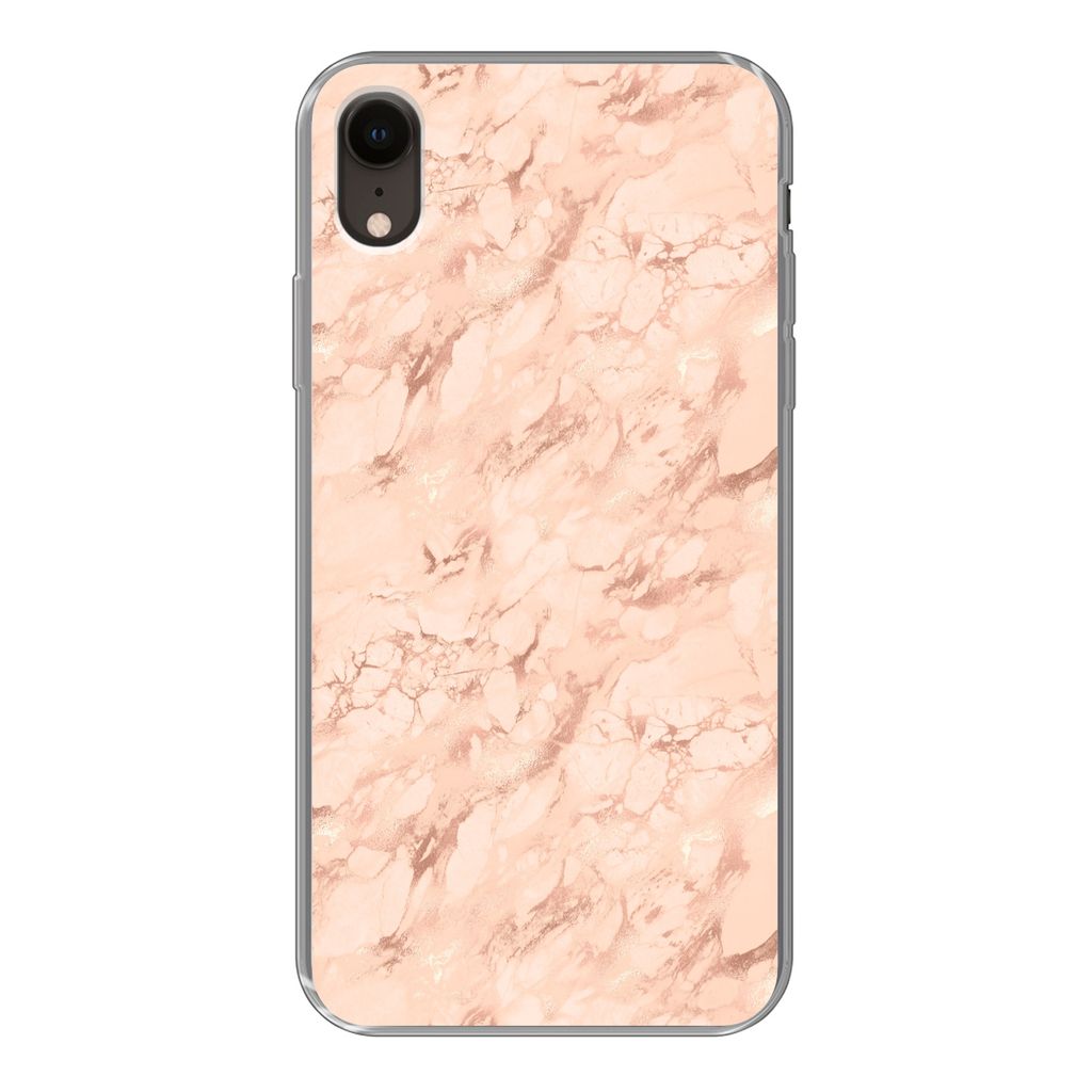 MuchoWow Handyhülle Schutzhülle Hülle für iPhone XR Marmor - Roségold - Muster - Luxus Silikon Softcase Handy Hülle - Schutzdeckel