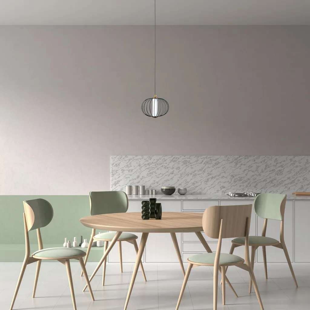Luminaire suspendu LED 5W en aluminium noir mat avec hauteur réglable
