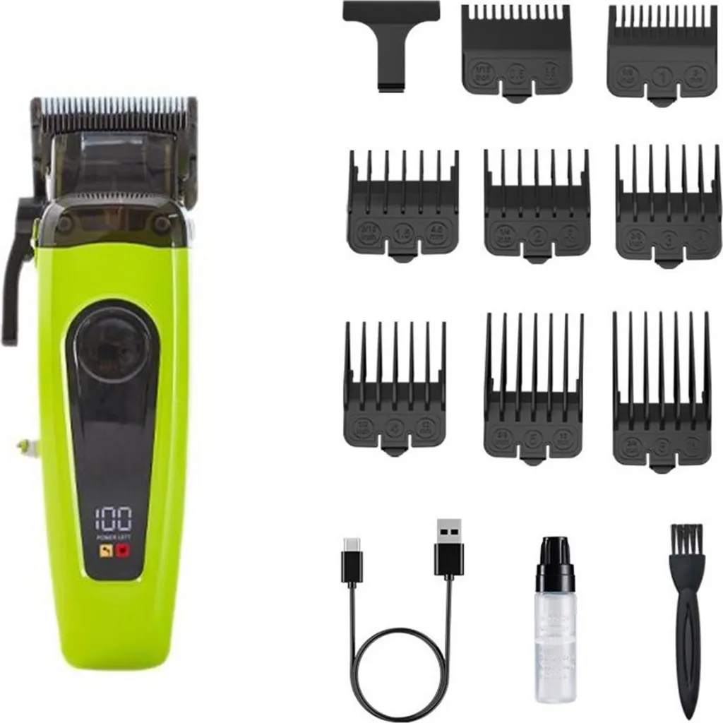 Tondeuse Cheveux Moteur Brushless Puissant et Tête Titane 9 pcs
