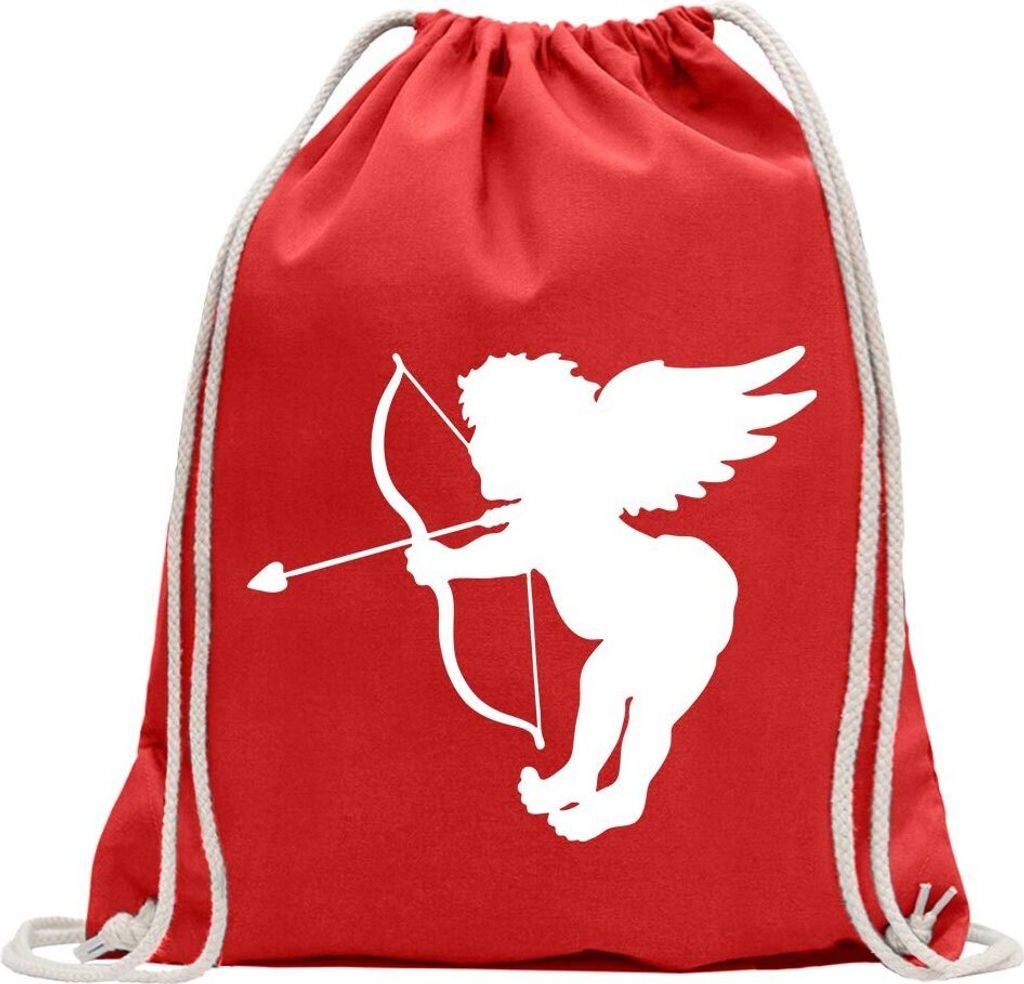 Kiwistar - Turnbeutel - rot - Engel - Liebesengel - Amor - Fun Rucksack Sport Beutel Gymsack Baumwolle mit Ziehgurt