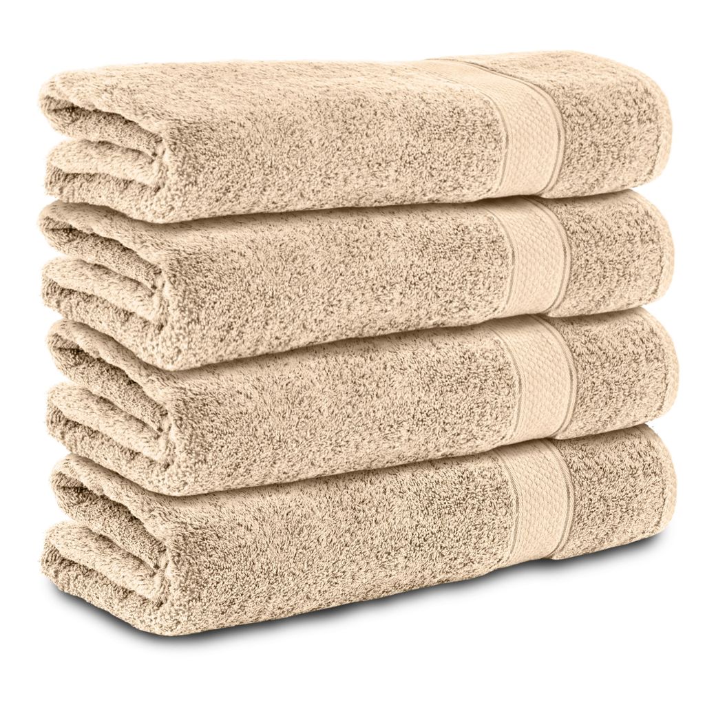 Komfortec 4er Handtücher 50x100 cm Set aus 100% Baumwolle, 470g/m², Frottee, Weich, Beige