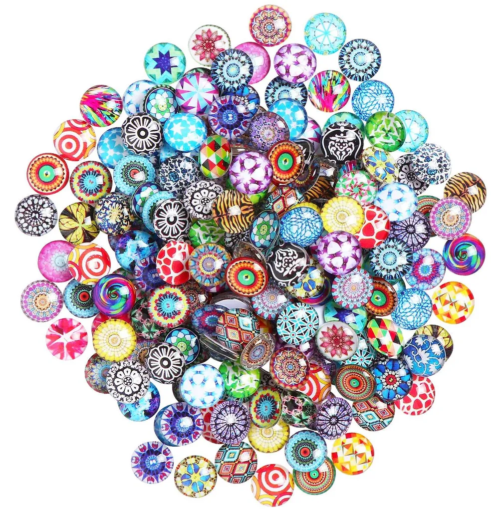 Cabochons en Verre pour Mosaïque et Bijoux - Lot de 200 Pièces de 12mm