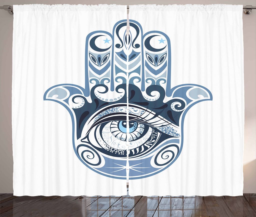 ABAKUHAUS Evil Eye Rustikaler Vorhang, Künstlerisches arabisches heiliges, Wohnzimmer Universalband Gardinen mit Schlaufen und Haken, 280 x 225 cm...