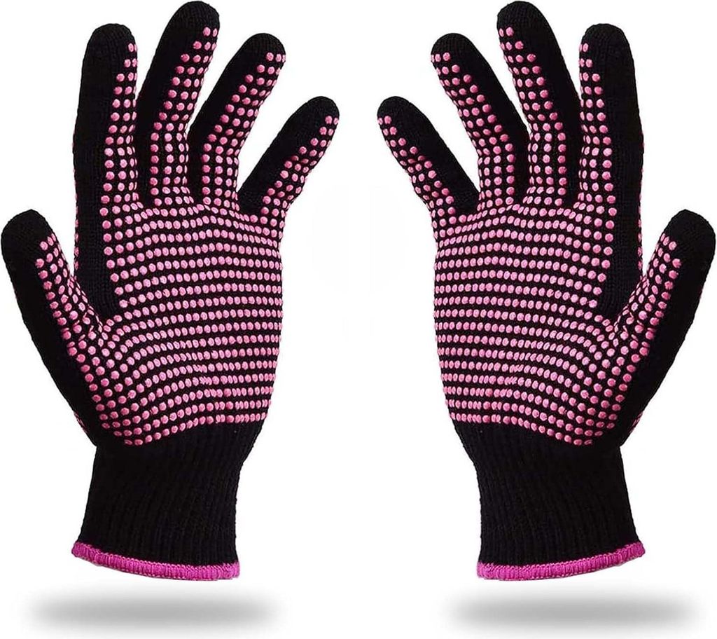 Hitzeschutz Handschuh, Handschuhe Hitzebeständig, Hitzehandschuh Feuerfeste Handschuhe Kochhandschuhe, Für Backen, Küche & Grillen - Schwarz