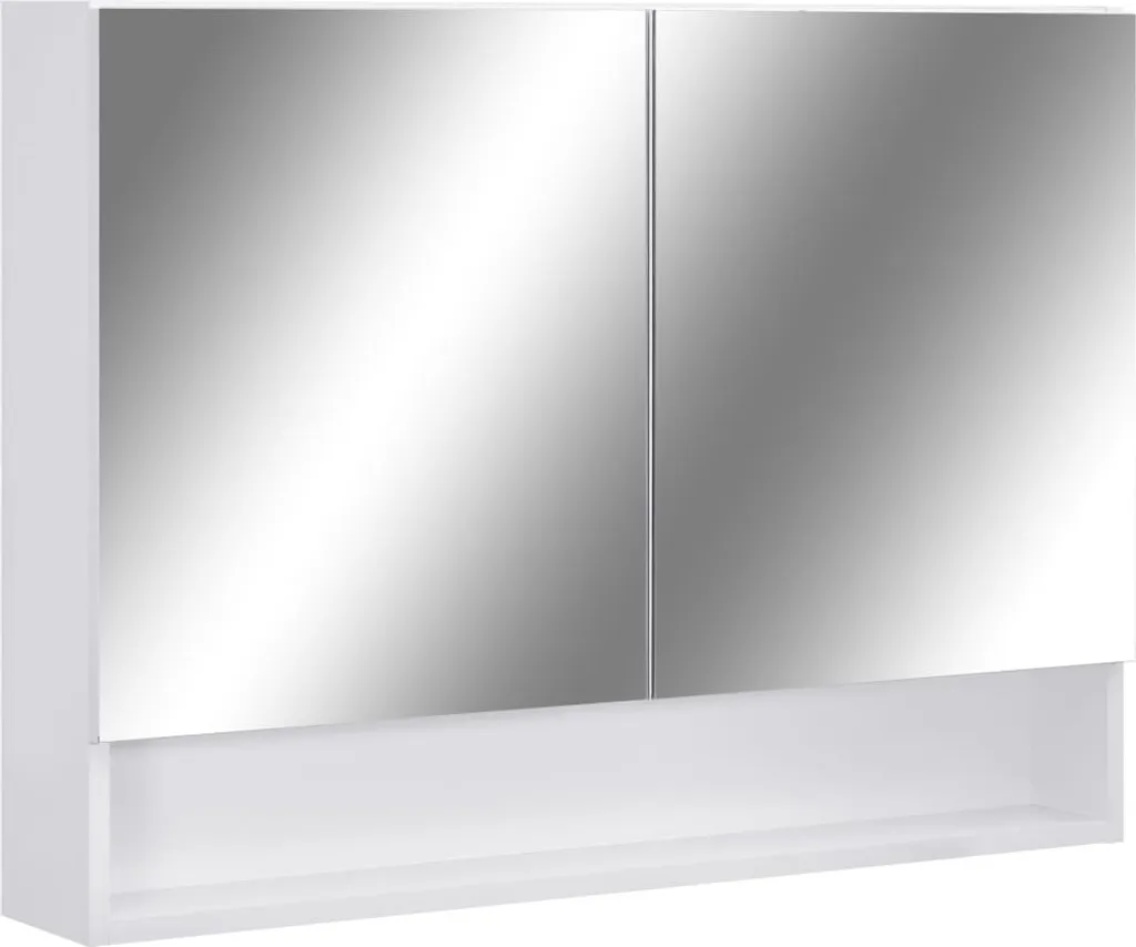 Armoire à miroir de salle de bain LED blanche meuble suspendu MDF