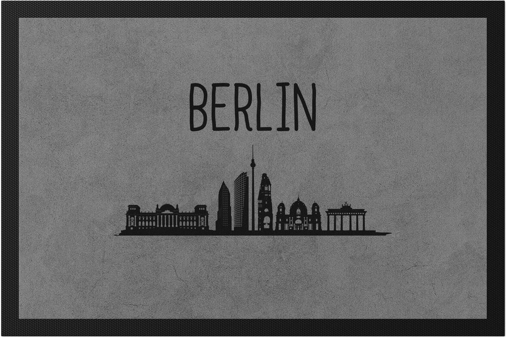 BERLIN Skyline Fußmatte Souvenir Andenken Deutsche Großstädte Motiv Stadt Silhouette Geschenkidee Umzug