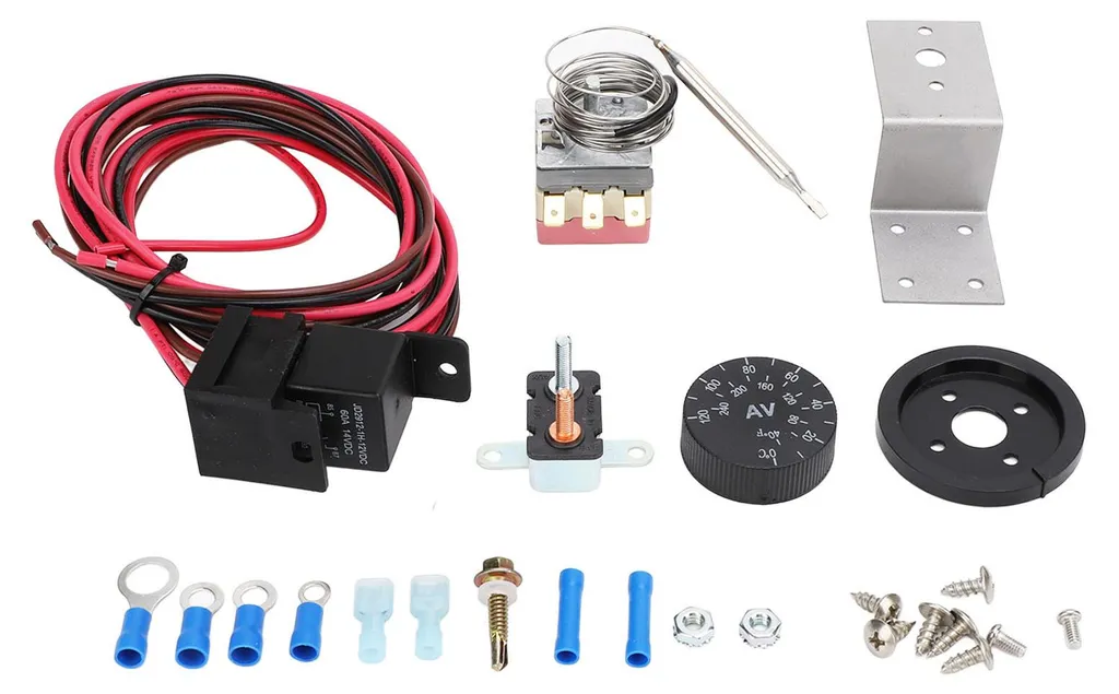 Kit Relais Ventilateur Électrique 12V 60A Réglable avec Câblage Complet