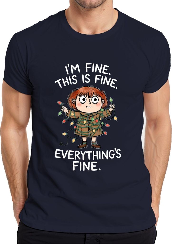 I'm fine this is fine everything's fine Lichterkette Geschenk Herren T-Shirt, Navy, S