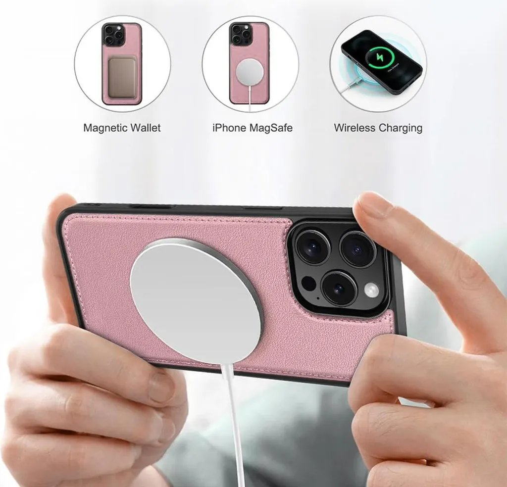 Custodia Magnetic Con Portafoglio Per IPhone 16 Pro Max: Pelle PU Con Protezione RFID, Antiurto E Supporto Visione - Grigio - 2