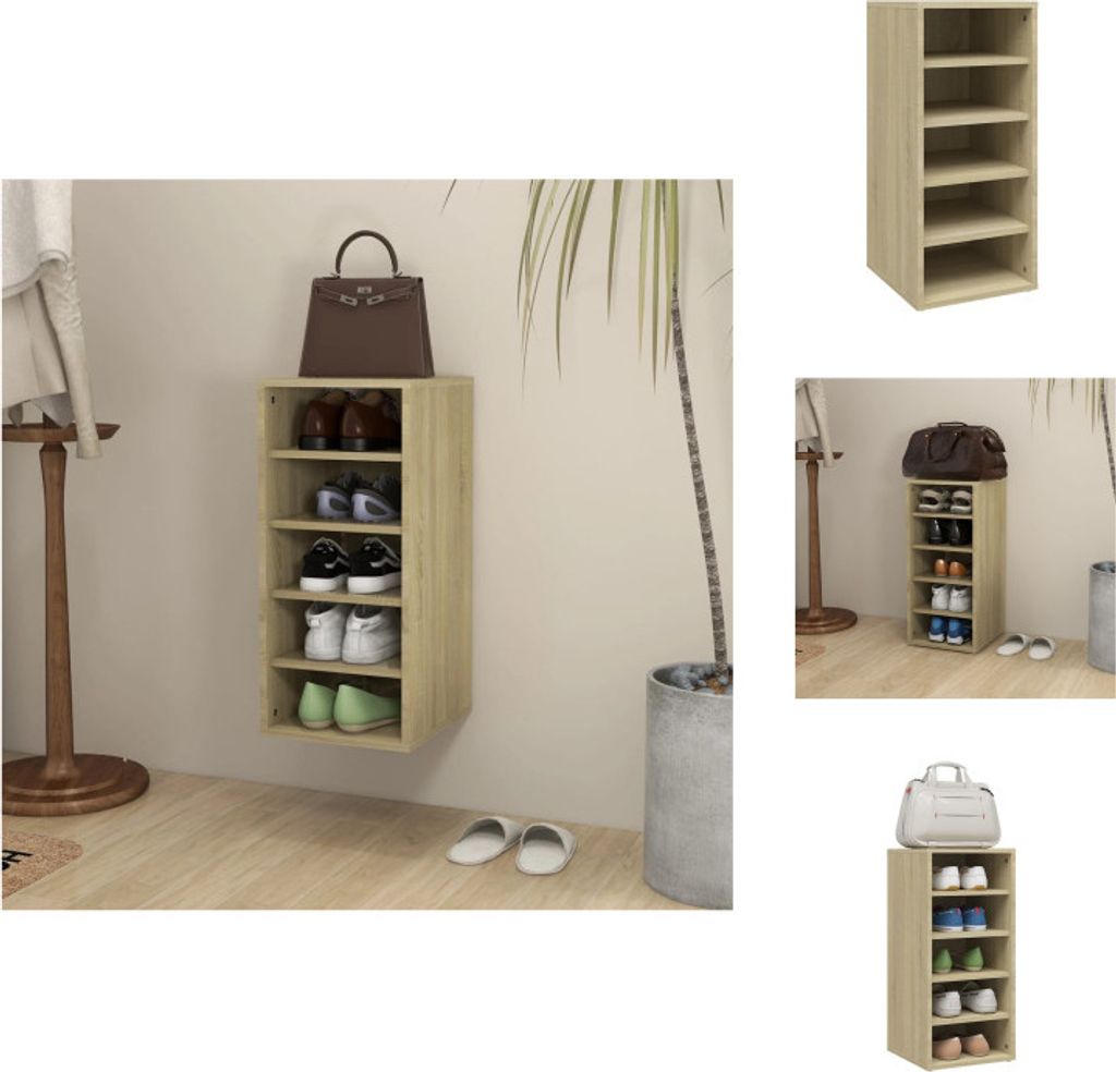 vidaXL Schuhschrank Sonoma-Eiche 31,5x35x70 cm Holzwerkstoff - Schuhregale & -schränke