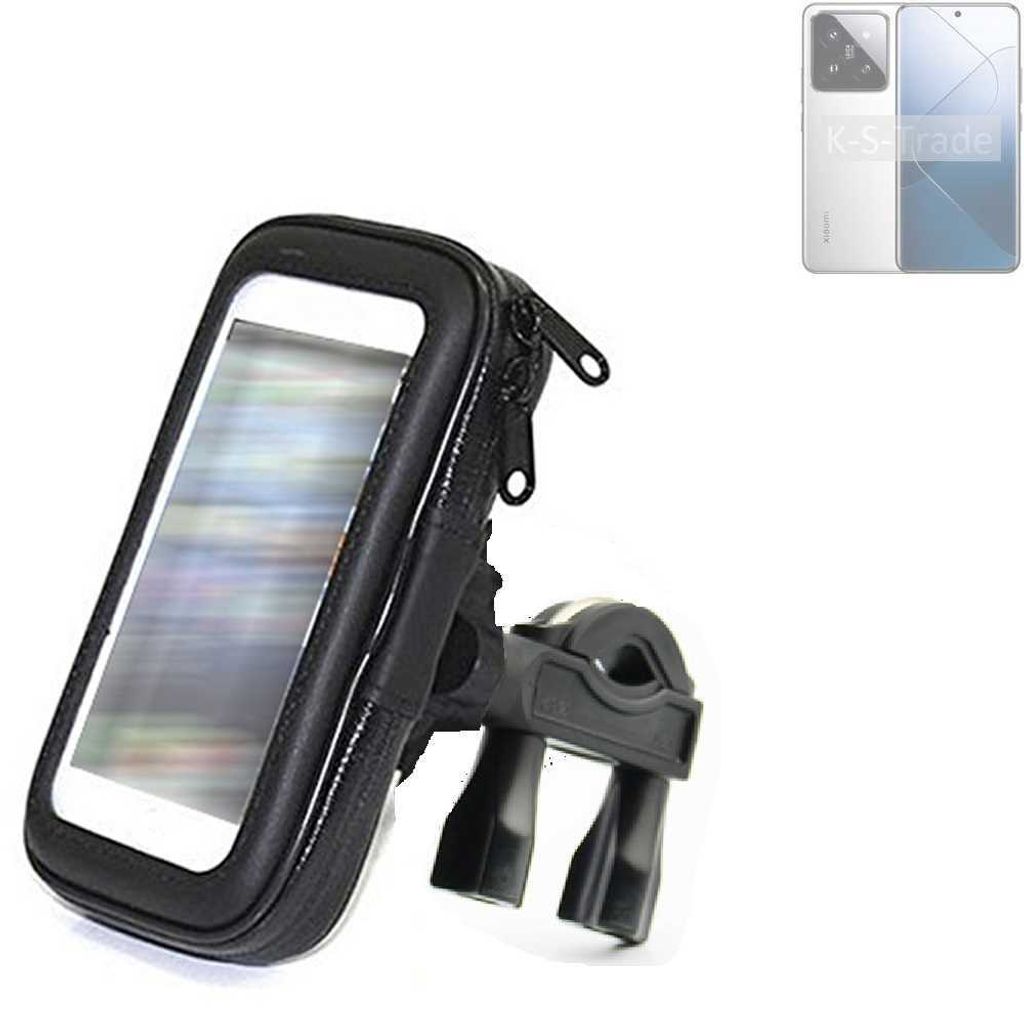 K-S-Trade Fahrrad-Halterung kompatibel mit Xiaomi 14 Handy-Halterung Halter Lenkstange Fahrradhalterung Motorrad Bike Mount Wasserabweisend