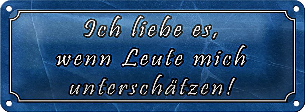 Blechschild Spruch 27x10cm liebe wenn mich unterschätzen Dekoration